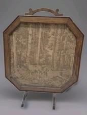 Victorian Style Fireplace Screen Tapestry Octagonal Wooden Framed