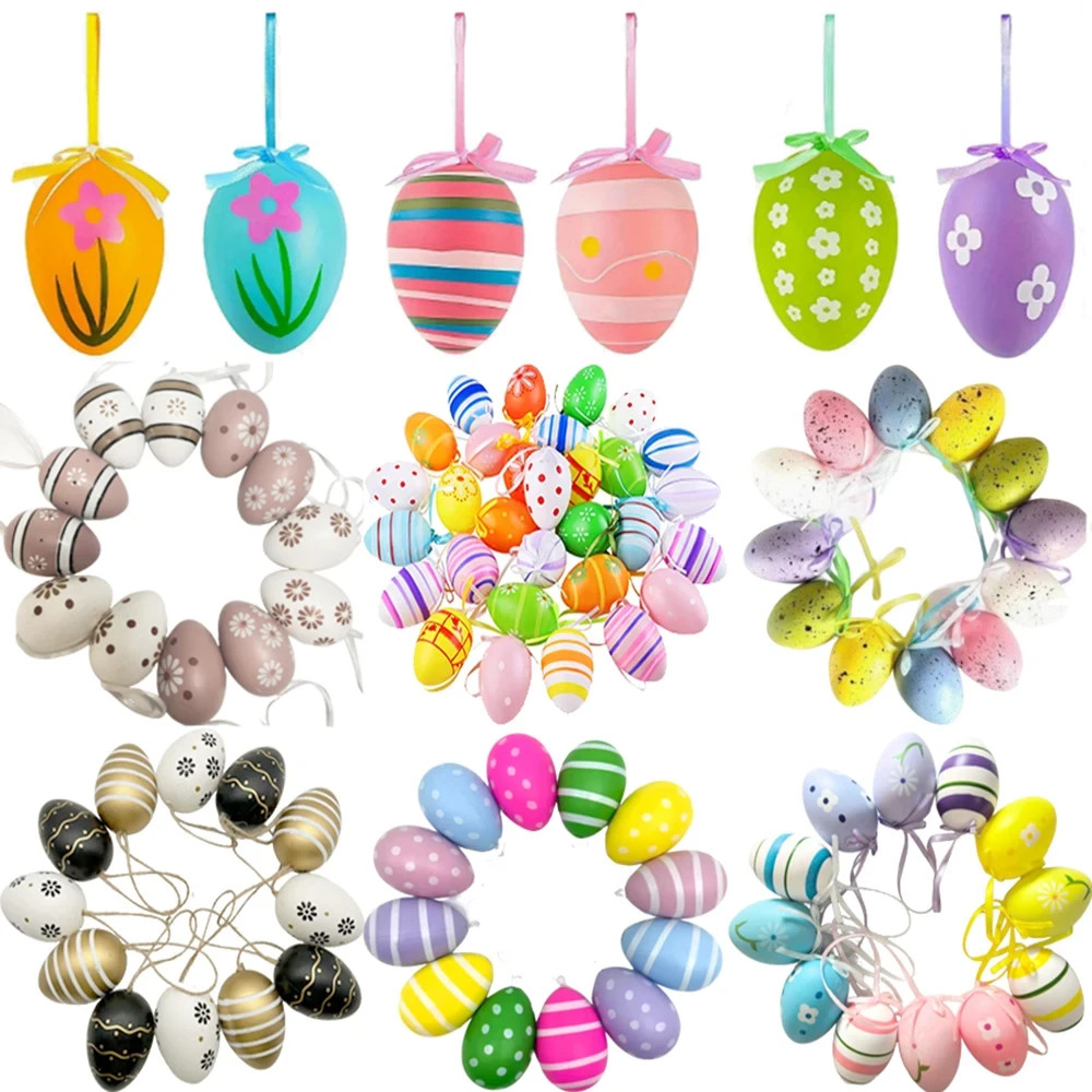 Bunte Ostereier Dekorationen Hängende Ornamente Garten Zuhause Party