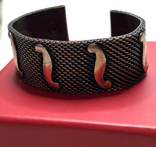 Vintage Pure Copper Cuff Bracelet 1" Wide with Abstract S Design