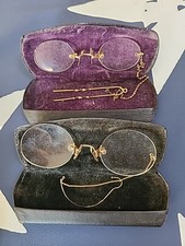 Pair of Gold Pince-Nez His Hers Antique Frameless Glasses Spectacles