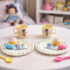 VTG 1970's Chilton Holly Hobbie Children's Tea Set Replacement 2 Cups 2 Plates