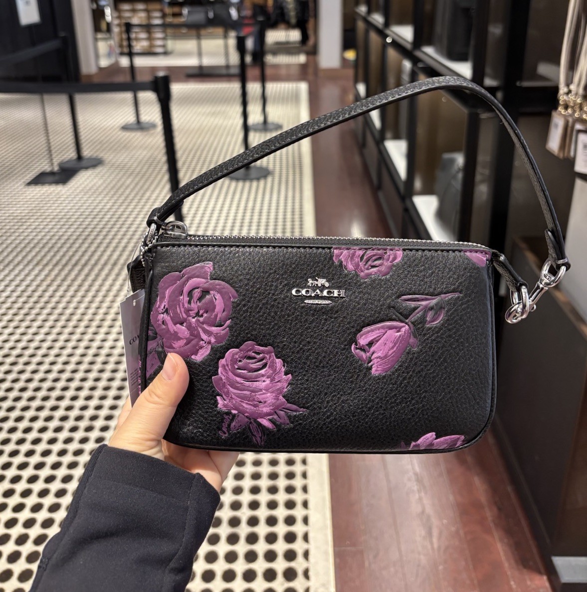 Coach Nolita 19 With Floral Print CCF60 Black/purple for sale