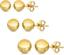 14K Solid Gold Ball Stud Earrings 3MM 4MM And 5MM Choose A Color Yellow