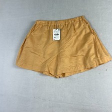 Zara pantaloncino donna grande giallo taglio tasca lingerie misto lino cotone nuovo con etichetta