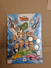 Vintage THUNDERBIRDS - Full Set of 15 Coins In Display Holder Fina Petrol 1993