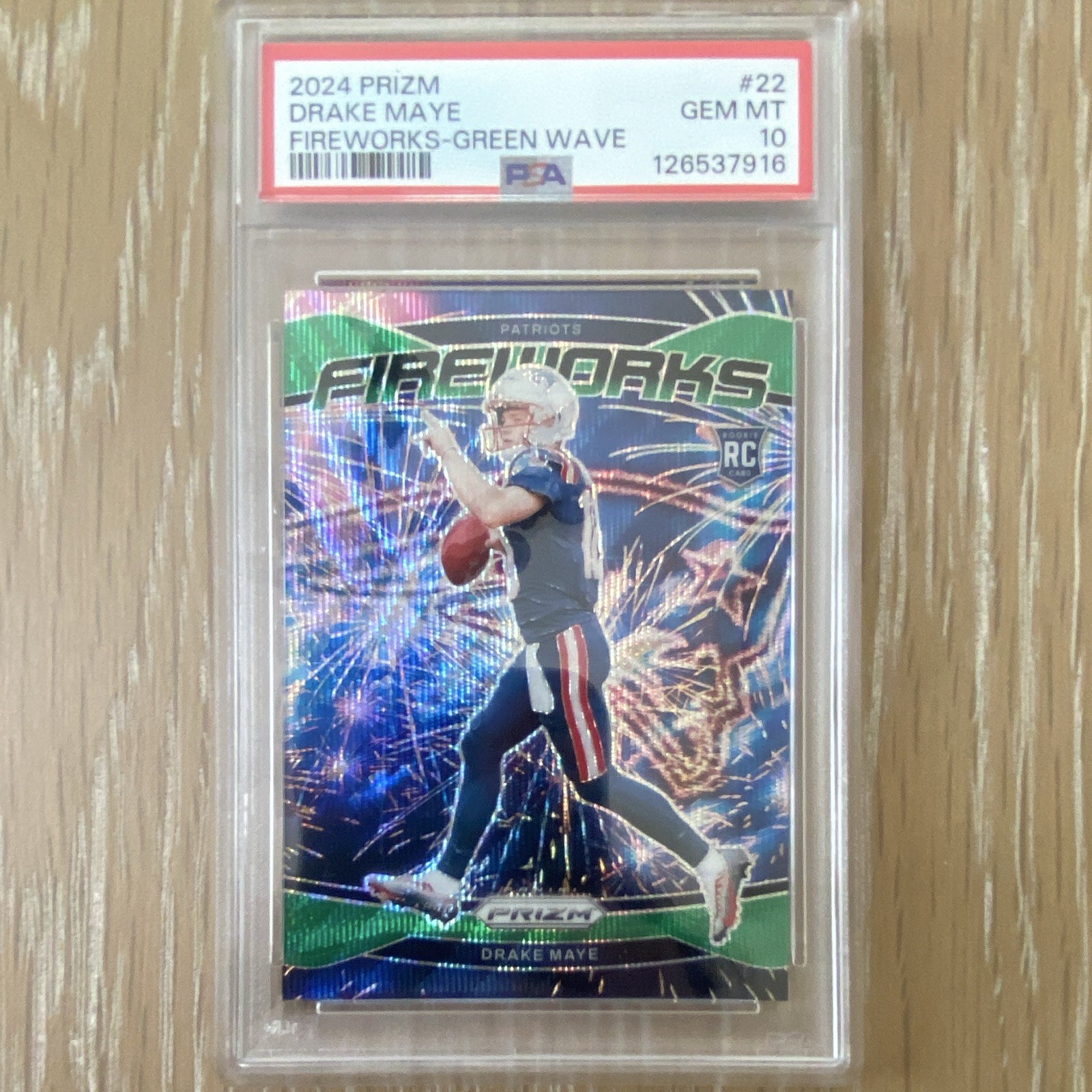 Drake Maye Panini Prizm Fireworks #22 Green Wave