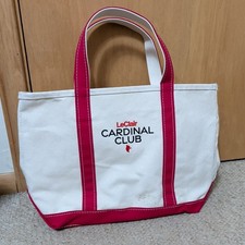 LL Bean Boat And Tote Bag White Red Strap Canvas Heavy Durable Made in USA Bird