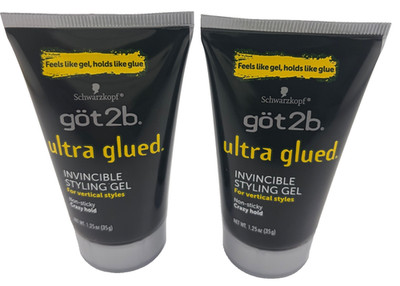 Lot of 2 got2b Ultra Glued Invincible Styling Gel 1.25 oz Travel Size