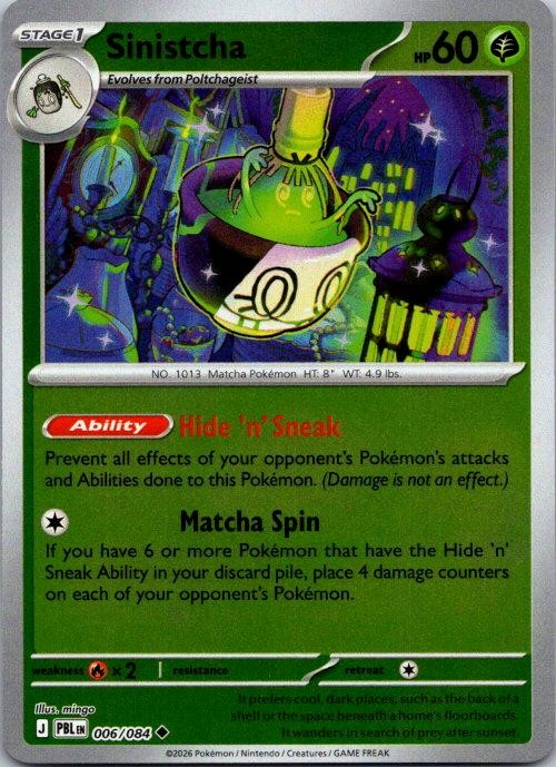 Sinistcha 006/084 Uncommon Pitch Black Pokemon Reverse Holo Near Mint
