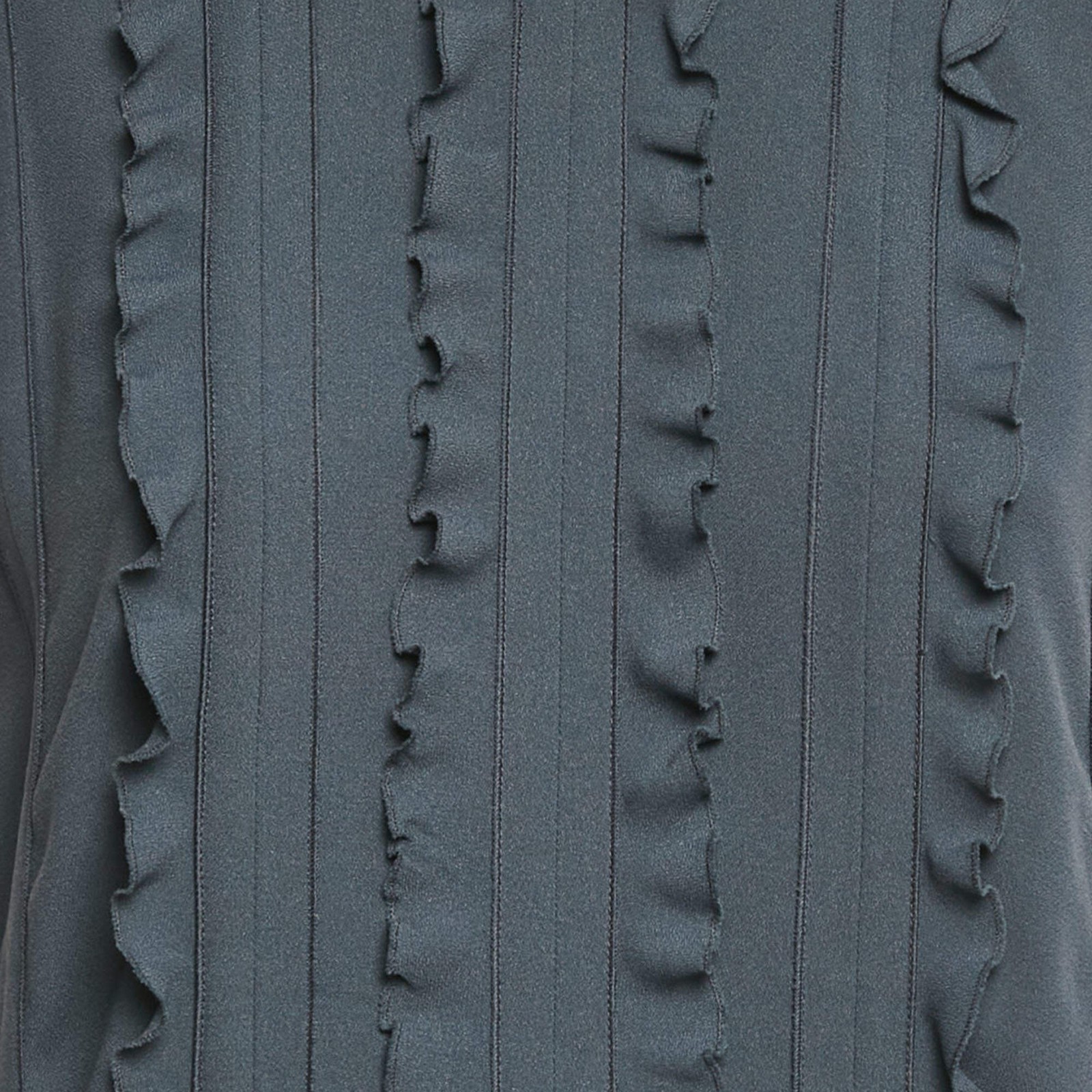 Prada Grey Crepe Ruffle Detail Short Dress M thumbnail 3