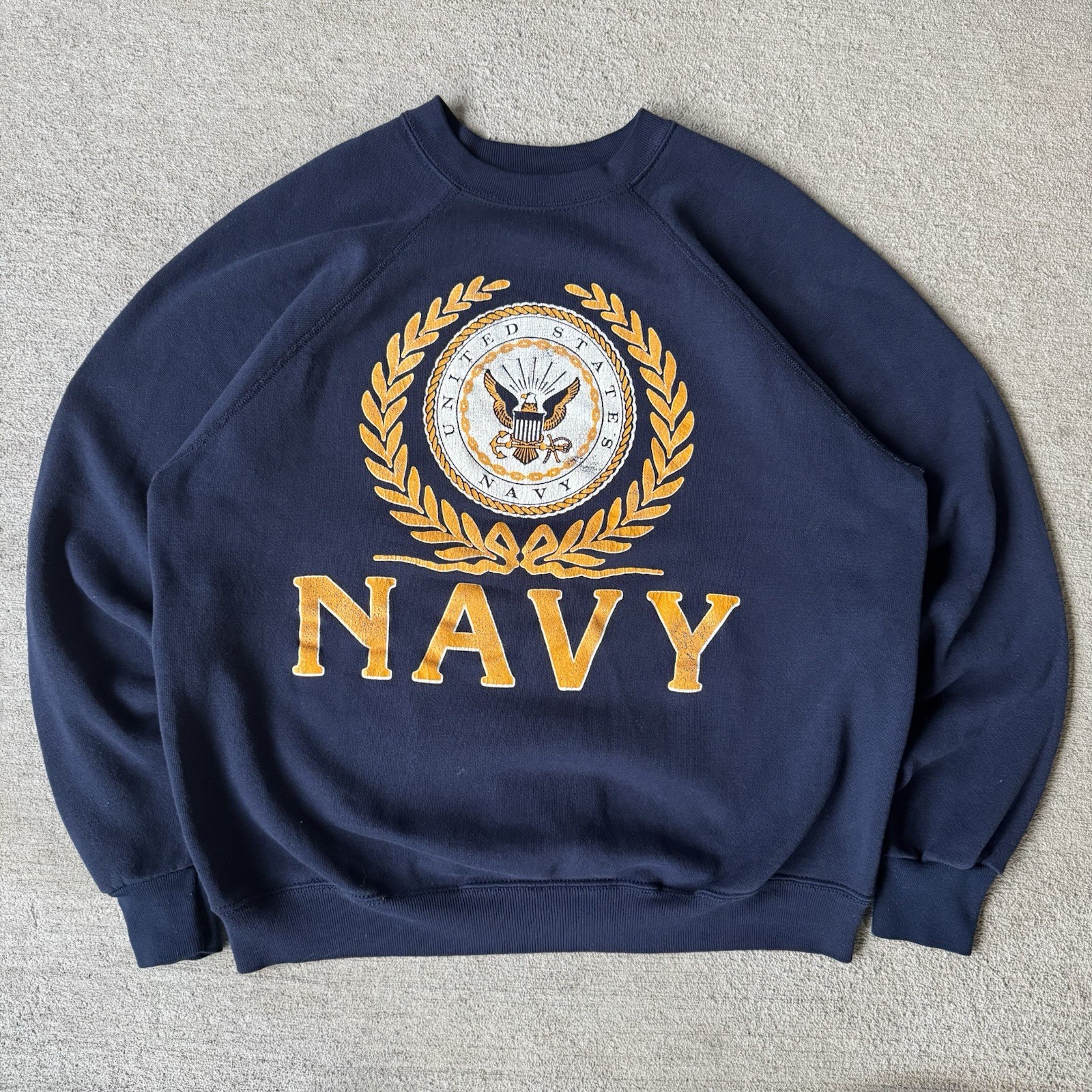 Vintage 80s US Naval Academy Navy Crew Pullover Sweatshirt Size Large Military