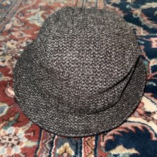 VTG LL Bean Harris Tweed GoreTex Wool Irish Walker Hat Field Cap Sz Med USA Made