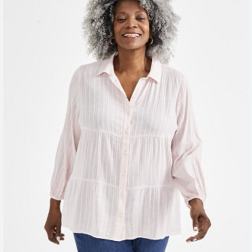 NUEVO CON ETIQUETAS Camisa Túnica Style & Co Manga Larga en Niveles Talla 2X Ropa de Oficina Resort Informal - Imagen 1 de 8