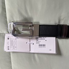 Gucci Men's Reversible Dress Belt Black Brown Size 95 Silver Buckle