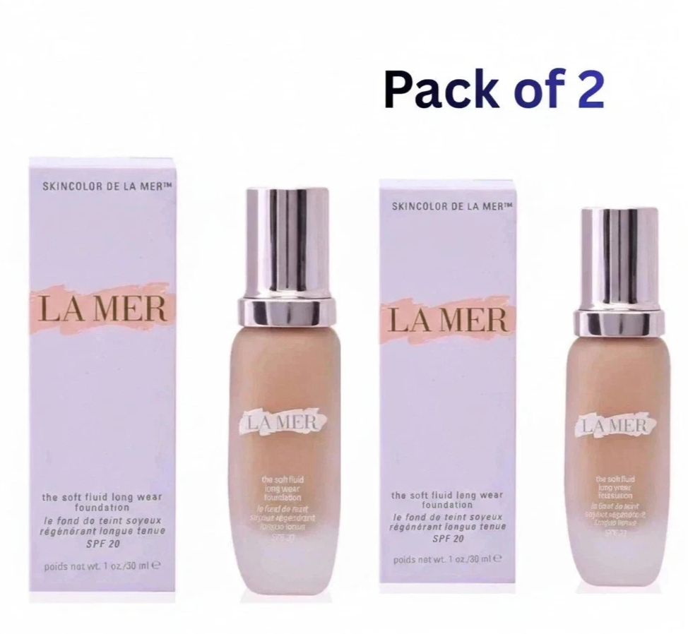 La Mer  The Soft Fluid Long Wear Foundation SPF 20 – 100 Porcelain 2 pack
