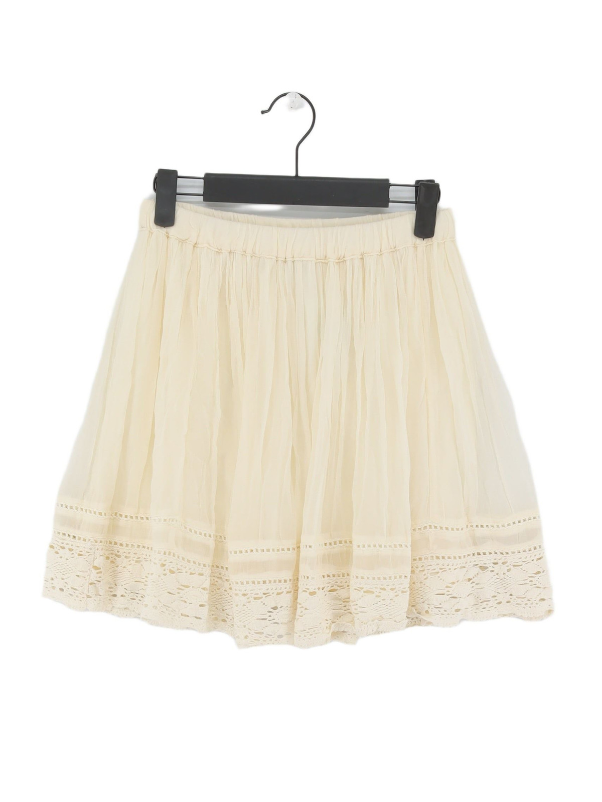 River Island Women's Mini Skirt UK Cream Viscose with Polyester