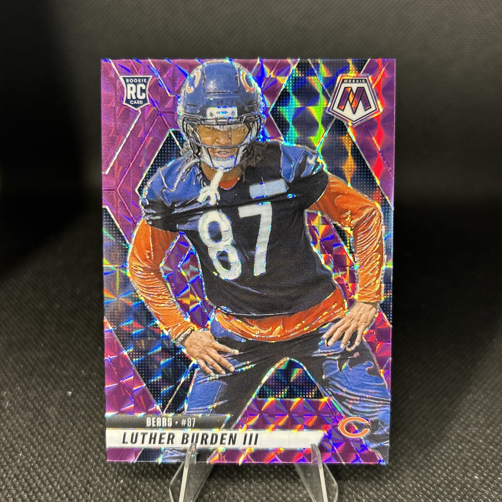 2025 Panini Mosaic Luther Burden III Purple Mosaic /49 SP RC #383 Bears Rookie