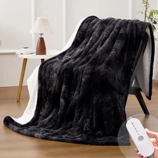 Electric Heated Blanket Throw 50x60''Size Faux Fur Heating Blanket Machine Wash