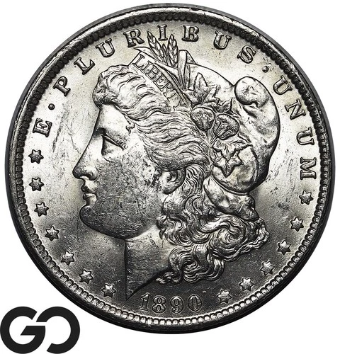 1890-O Morgan Silver Dollar Coin, Lustrous BU++