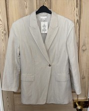 H&M Medium Light Beige Linen Blend Blazer Unworn Missed RTN Brand New with Tags