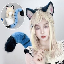 Plush Animal Ear Headband with Tail Cosplay Costume Accessory for Women Girls