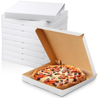 10 PCS 14x14x2 Inch Extra Thin White Pizza Boxes Paperboard Takeout Container