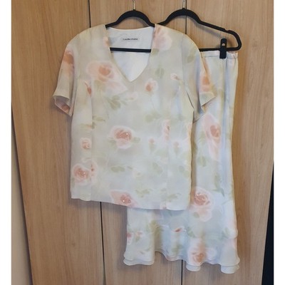 Claudia Stevens Co-ord Floral Chiffon Mother of the Bride Size 18 Green Peach  