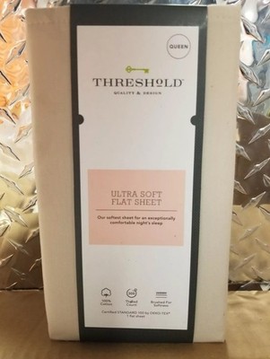 Threshold 300 Thread Count Ultra Soft Flat Sheet True Khaki, Queen