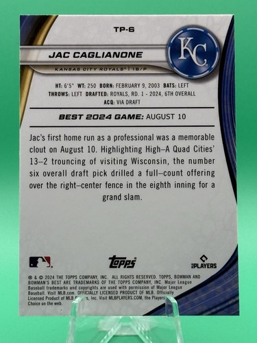 2024 Bowman's Best #TP-6 Jac Caglianone Prospects - Picture 2 of 2