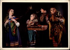 QSL radio card UB5UBM 1974 Kiev Ukraine USSR Mihail Ethnic Costumes Scarves