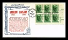 Dr Jim Stamps Andrew Jackson Plate Block First Day Cover Khol Kraft Cachet