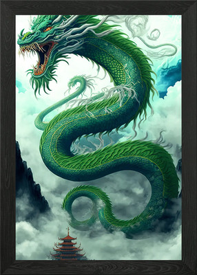 Fliegender Drache gerahmtes Wandbild Poster Leinwanddruck Bild