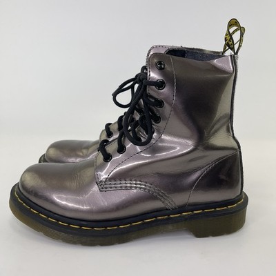 Dr. Martens Doc Martens 1460 Pascal Metallic Pewter Leather Boots Womens SZ 7