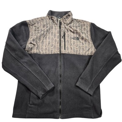 The North Face Jacket Mens Large Black Fleece Full Zip Pinecone Print Outdoor