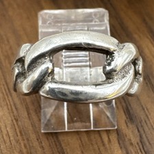 925 Sterling Silver Chain Link Ring Band 3.34g Sz 6.75 AT226-7  N 
