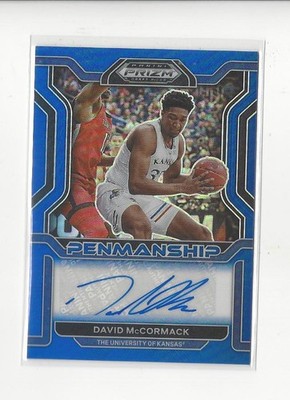 2022-23 Prizm Draft College Penmanship Blue David McCormack AUTOGRAPH Kansas/149