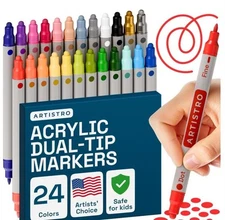 Dual Tip Acrylic Paint Markers - Easy for All Ages & Levels Acrylic Paint Pen...