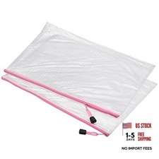 Pink A3 Size Plastic Zipper Bags - Mesh File Pouch - A3 Size