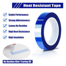 4 Rolls 10mm x16m 52FT Blue Heat Tape High Temperature Heat Resistant Tape H...