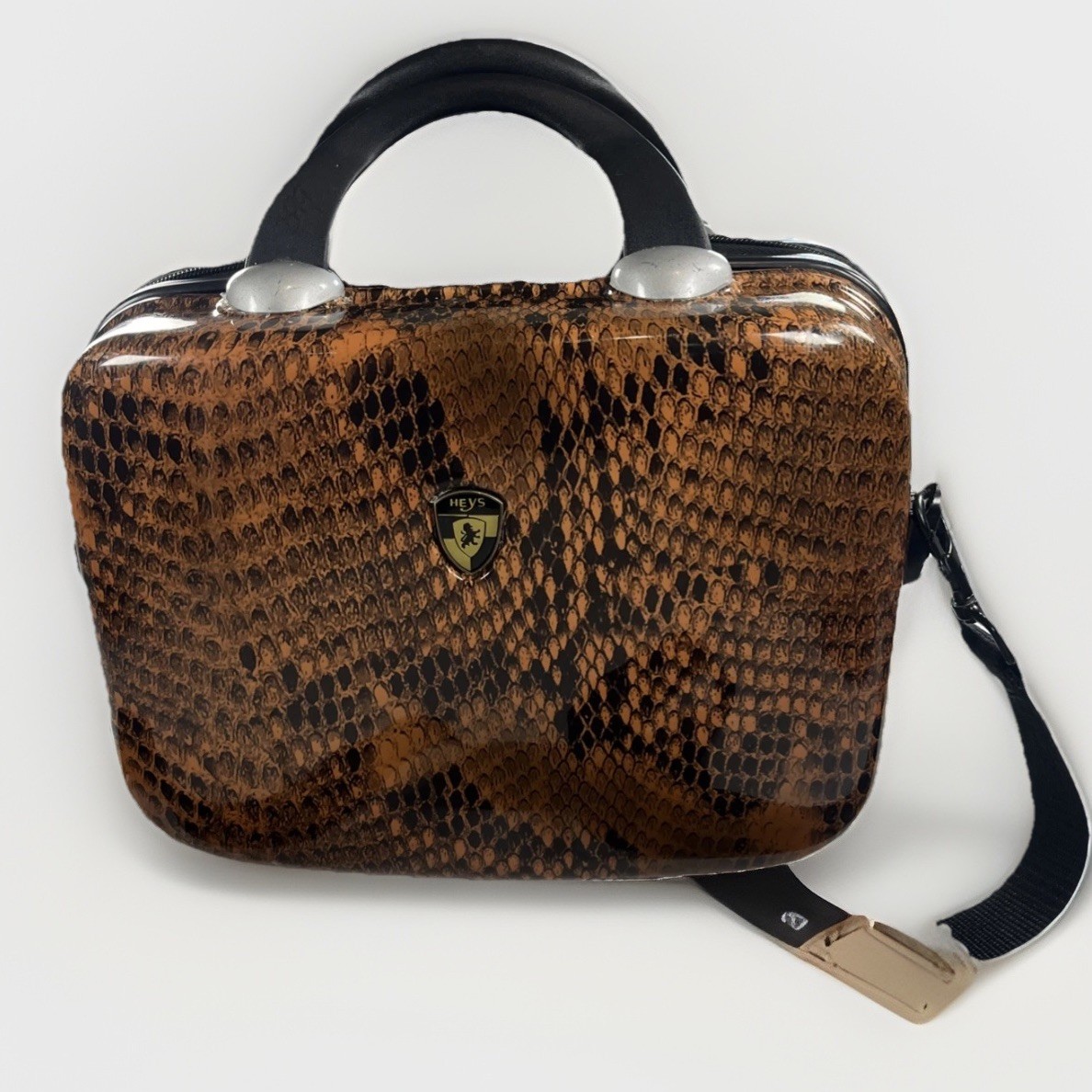 Brown Snakeskin Makeup Hardcase Overnight Carryon Bag 12x12x
