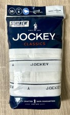 Jockey Classics Men's 36 White Y-Front Fly Classic Fit Cotton Briefs 4 Pairs New