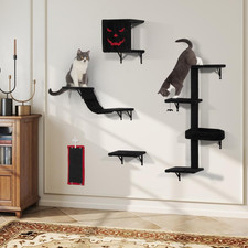 Wall-Mounted Cat Tree Space-Saving Feline Furniture with Multiple Levels Dur