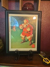 Framed Coca-Cola Santa Claus Christmas Poster Original 1961 Advertising Art