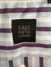 Saks Fifth Avenue 100 Cotton Button Front Shirt Mens Large Striped Long Sleeve