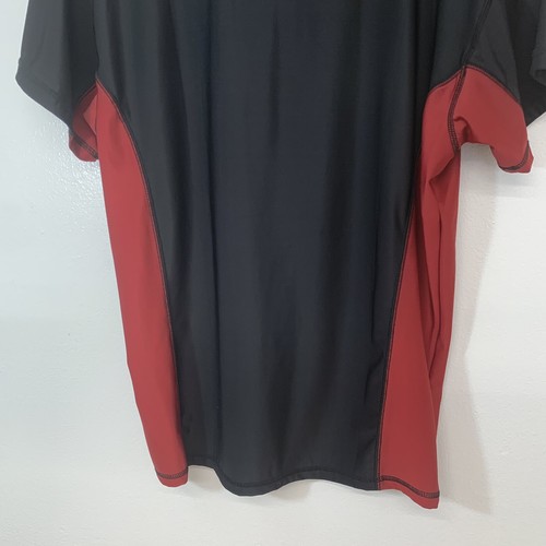 Basic Equipment Mens Polo Medium Black Maroon Color Block 1/4 Zip Short Sleeve - Picture 6 of 9