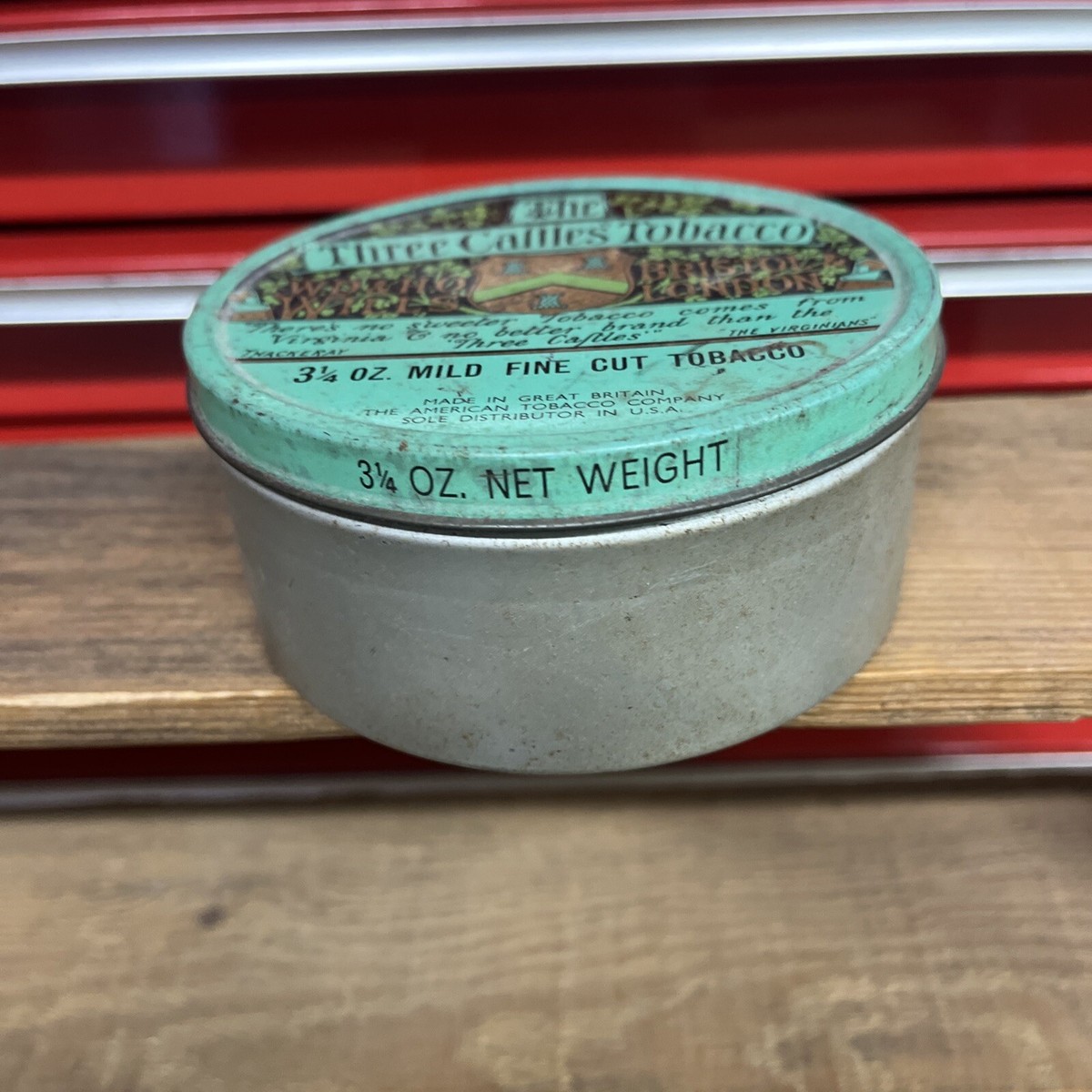 Original Three Castles Tobacco Tin Made In England Very Clean Great Shape  Empty