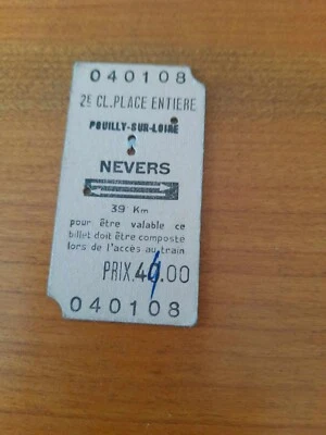 Ancien Ticket Sncf Pouilly sur Loire - Nevers( Nièvre ) - 1984 - Photo 1/3