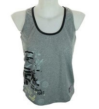 New Women's Fila F.13 Sports Vest Tank Top Grey Medium Stretch W.Diamond