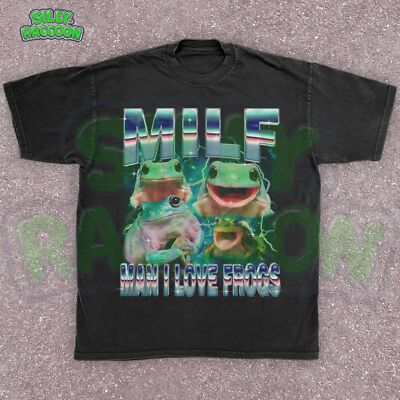 MILF Man I Love Frogs Meme T-Shirt, Sarcastic Y2K Shirt, Vintage Unisex Shirt