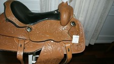 New 16" Western Show Saddle Hand Tooled Brown Floral Design SLT-1130 